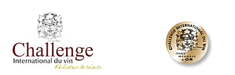 The Challenge International du Vin competition logo alongside a gold medal award seal.